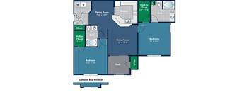 2 bedroom 2 bathroom 1147 Square-Foot Rochelle Floorplan at Abberly Place at White Oak Crossing by HHHunt, Garner, 27610