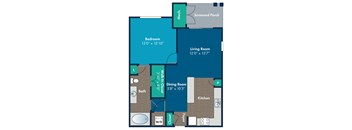 1 bedroom 1 bathroom Ballenger Floor Plan at Abberly Crest Apartment Homes by HHHunt, Lexington Park, Maryland