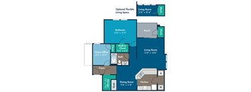 1 bedroom 1 bathroom Bohemia Floor Plan at Abberly Crest Apartment Homes by HHHunt, Lexington Park, MD