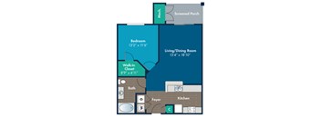 1 bedroom 1 bathroom Corsica Floor Plan at Abberly Crest Apartment Homes by HHHunt, Lexington Park, 20653