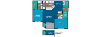 2 bedroom 2 bathroom Cypress A Floor Plan at Abberly Crest Apartment Homes by HHHunt, Lexington Park