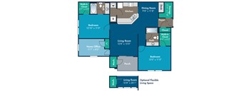 2 bedroom 2 bathroom  Gwynns Floor Plan at Abberly Crest Apartment Homes by HHHunt, Maryland