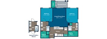 2 bedroom 2 bathroom Hawlings Floor Plan at Abberly Crest Apartment Homes by HHHunt, Lexington Park, MD, 20653