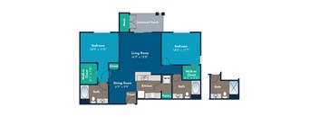 2 bedroom 2 bathroom Kingston Floor Plan at Abberly Crest Apartment Homes by HHHunt, Lexington Park, 20653