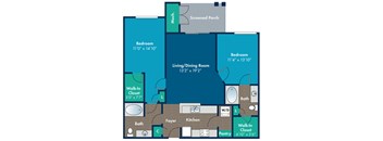 2 bedroom 2 bathroom Laurel Floor Plan at Abberly Crest Apartment Homes by HHHunt, Lexington Park, MD