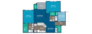 2 bedroom 2 bathroom Lyons Floor Plan at Abberly Crest Apartment Homes by HHHunt, Lexington Park, MD, 20653