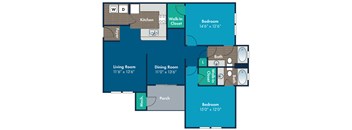2 bedroom 2 bathroom Manokin Floor Plan at Abberly Crest Apartment Homes by HHHunt, Lexington Park, MD