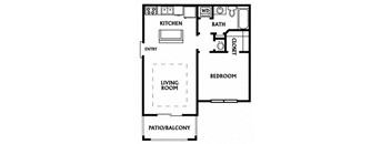 The Lane, 678 sq. ft. Floor Plan at Mainstreet Apartments, Clearwater, FL 33756
