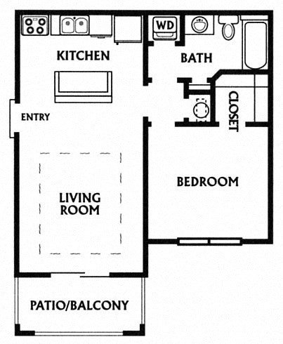 The Lane, 678 sq. ft. Floor Plan at Mainstreet Apartments, Clearwater, FL 33756
