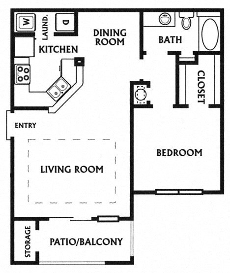 The Boulevard, 678-858 sq. ft. Floor Plan at Mainstreet Apartments, Clearwater, FL 33756