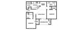 The Avenue, 1216 sq. ft. Floor Plan at Mainstreet Apartments, Clearwater, Florida 33756