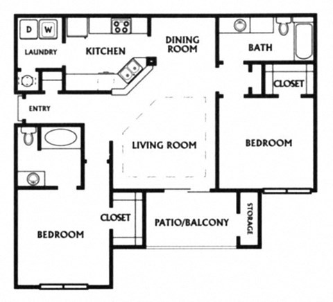 The Avenue, 1216 sq. ft. Floor Plan at Mainstreet Apartments, Clearwater, Florida 33756