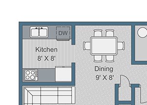 2x2 Standard Floor Plan 2x2 Standard Floor Plan at Sterling Bluff Apartments, Georgia, 31406