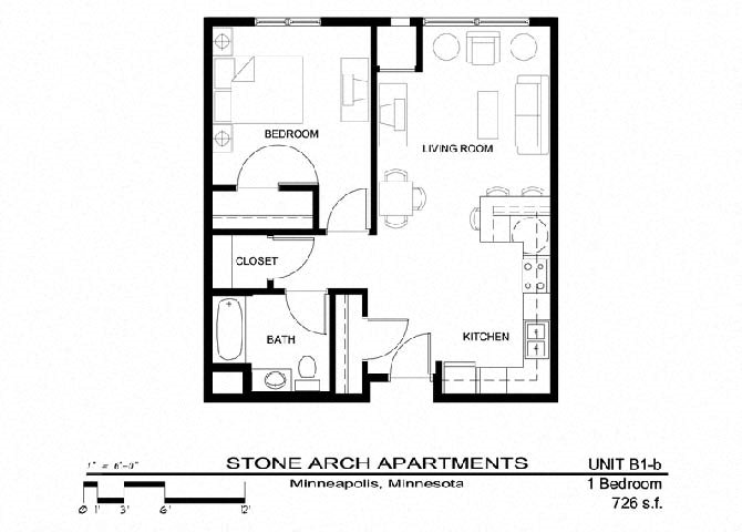 1x1 Floor Plan 5