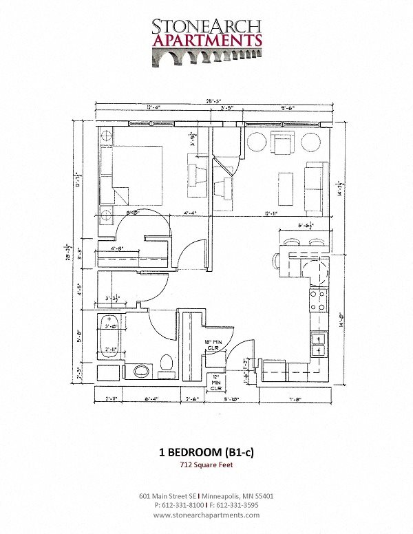 1x1 Floor Plan 6