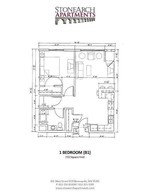 1x1 Floor Plan 4