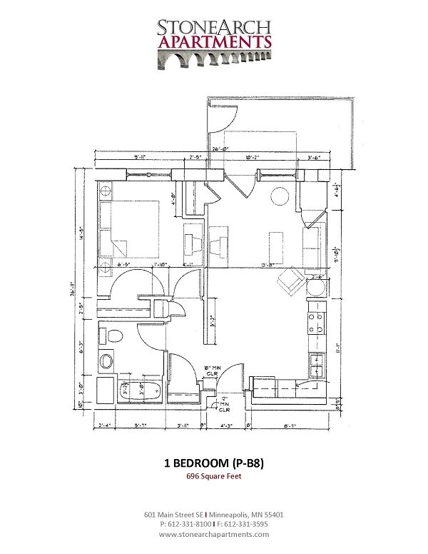 1x1 Floor Plan 33