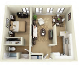 1 Bed - 1 Bath |720 sq ft Biarritz Floorplan at Park Regency Club-1 Bed - 1 Bath |720 sq ft