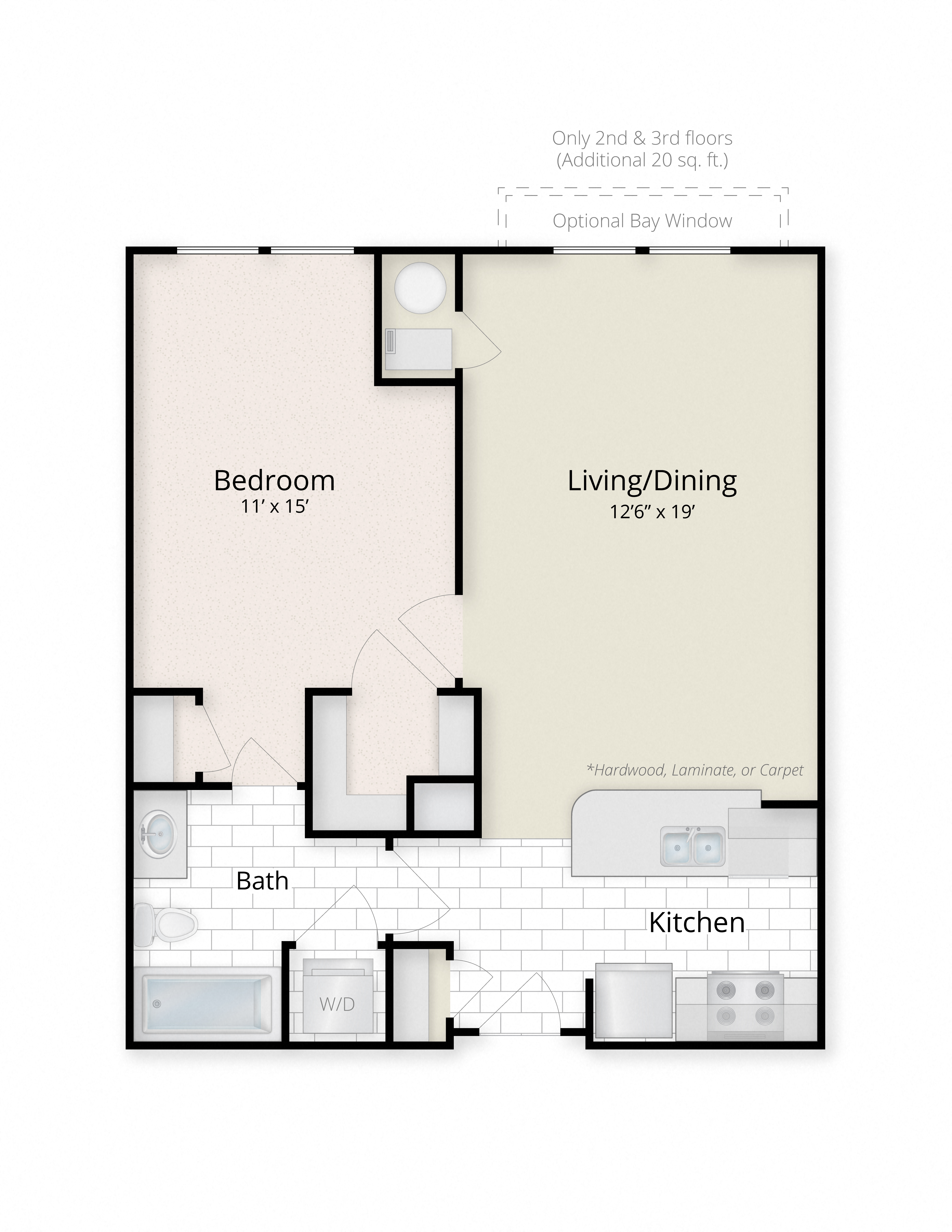 Residences at King Farm Apartments Townhomes Rockville Maryland one bedroom floor plan