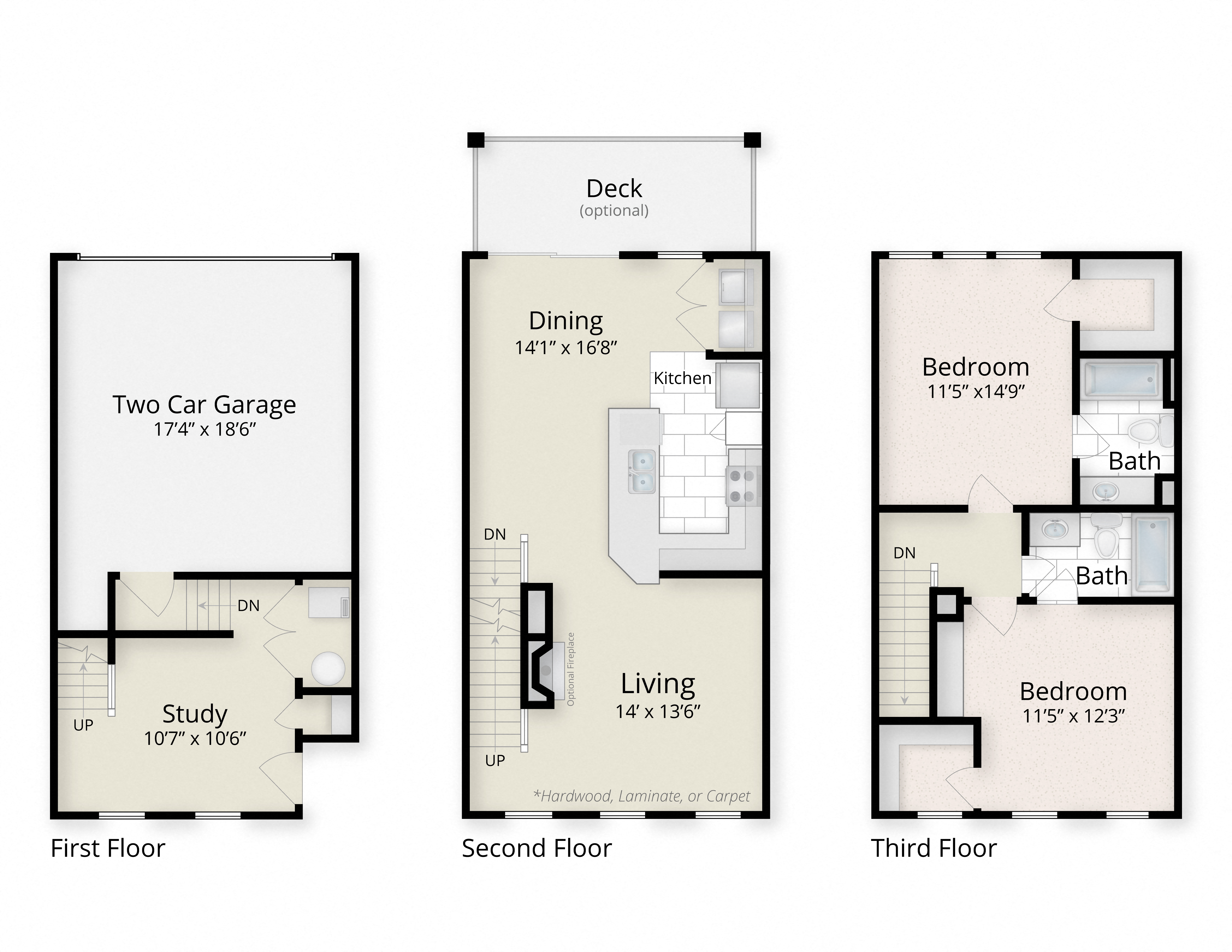 Residences at King Farm Apartments Townhomes Rockville Maryland two bedroom floor plan
