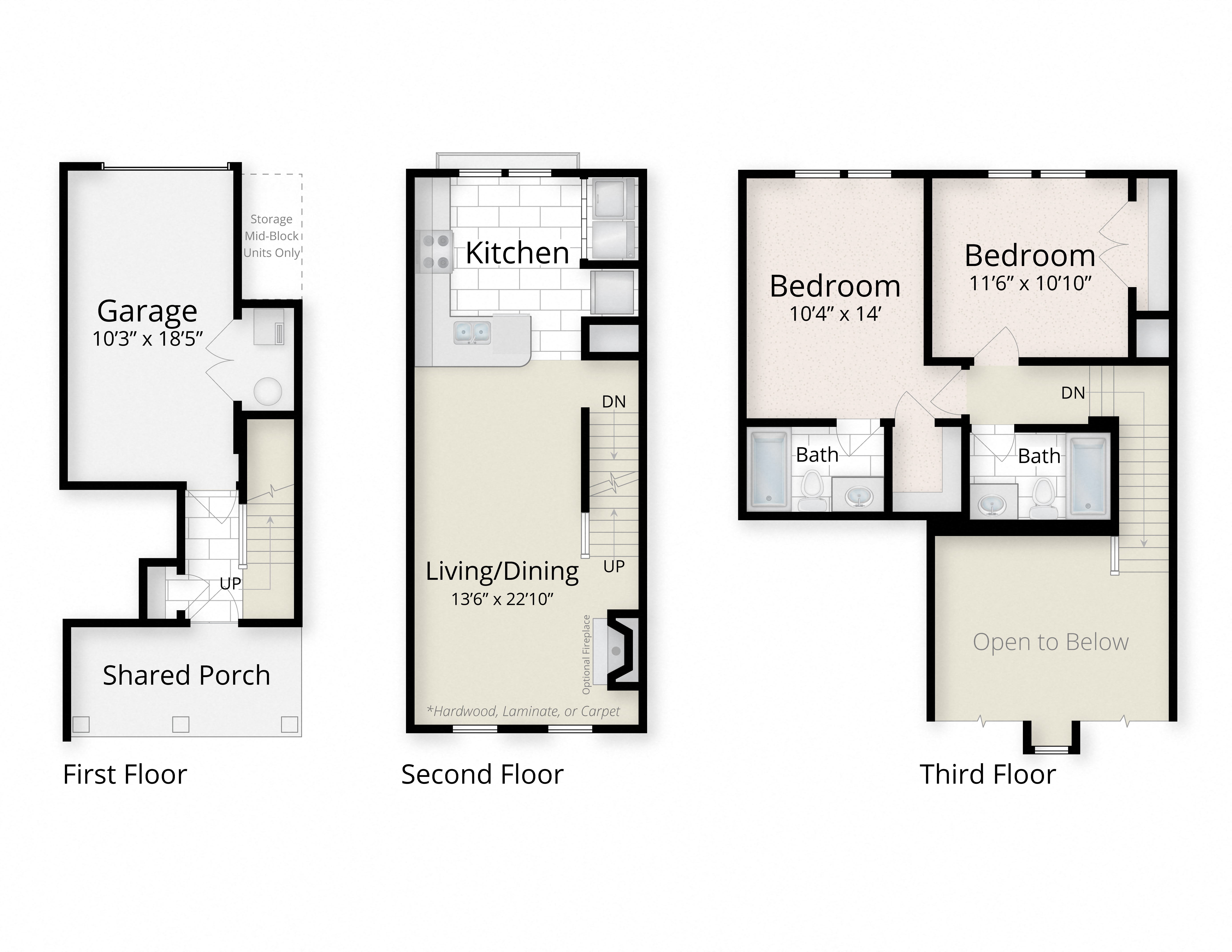 Residences at King Farm Apartments Townhomes Rockville Maryland two bedroom floor plan