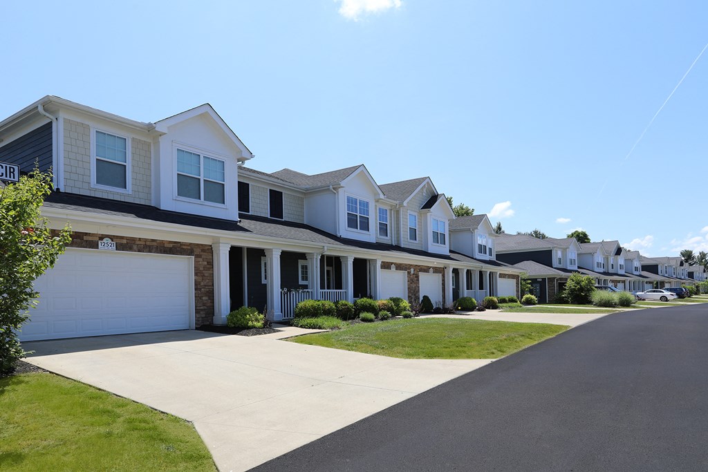 a row of houses on the side of a street