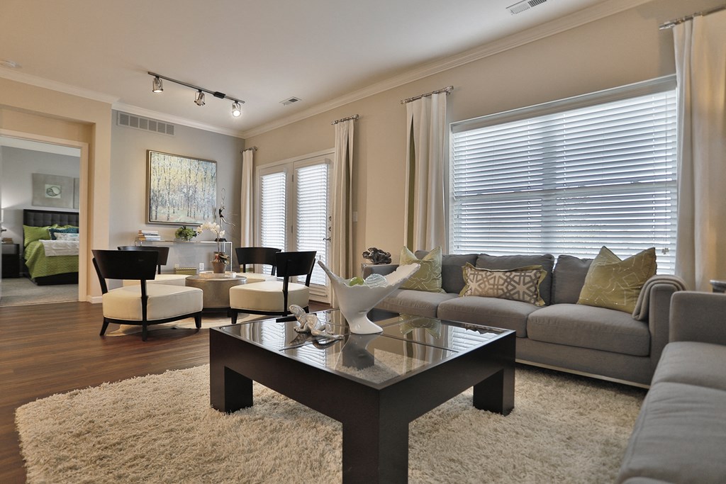 a living room with a couch and a coffee table