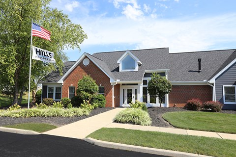 a house with an flag in front of it
