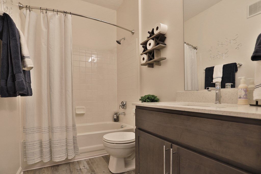 a bathroom with a shower and a sink and a toilet