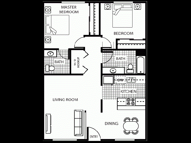 2 Bedroom 2 Bath B Floor Plan 2