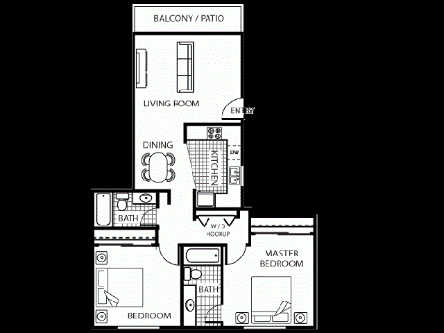 2 Bedroom 2 Bath C Floor Plan 3