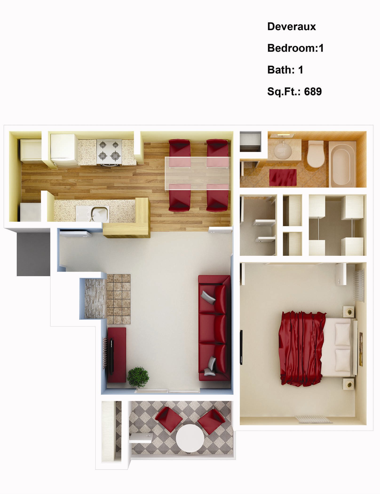 689 sq. ft. Dahlia Floor Plan 2