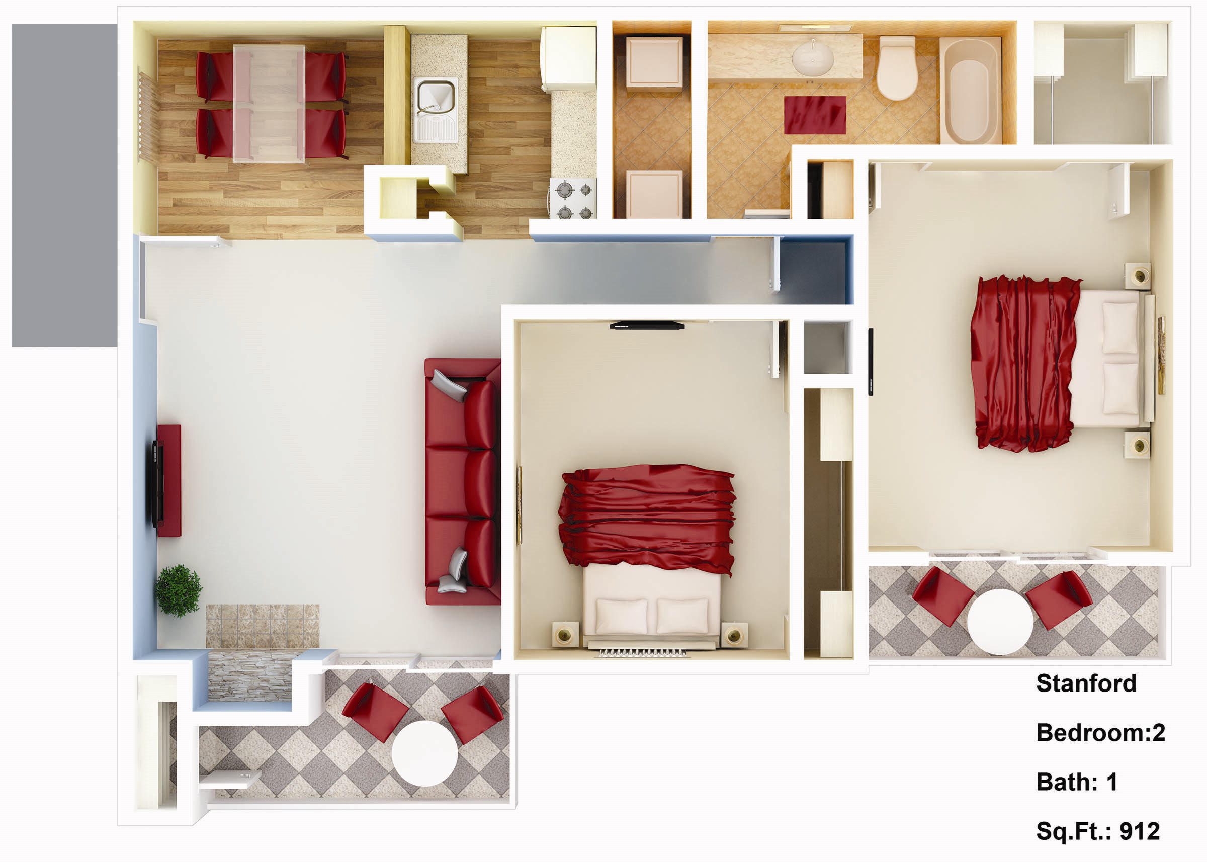912 sq. ft. Gardinia Floor Plan 5