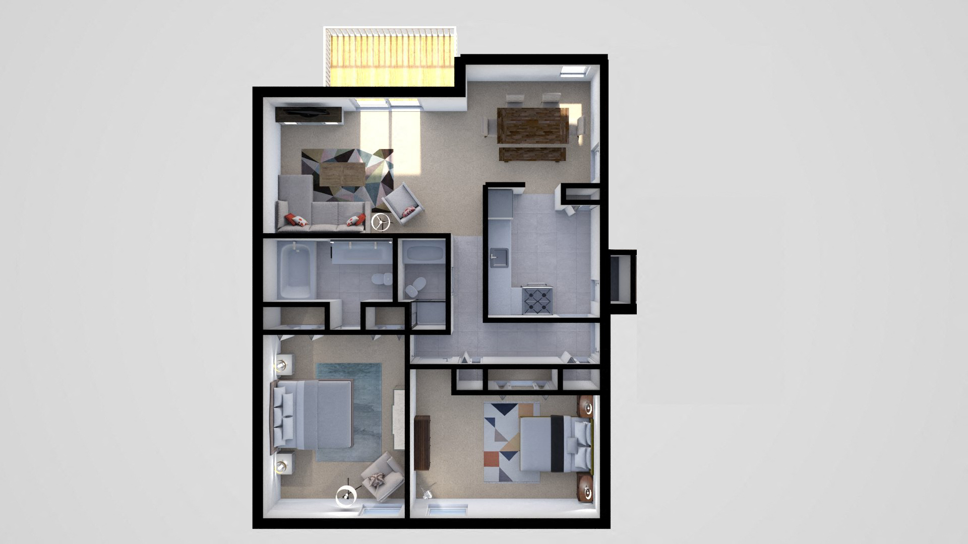 2 Bed 1 Bath Floor Plan at Cinnamon Ridge Apartments, Cockeysville, 21030