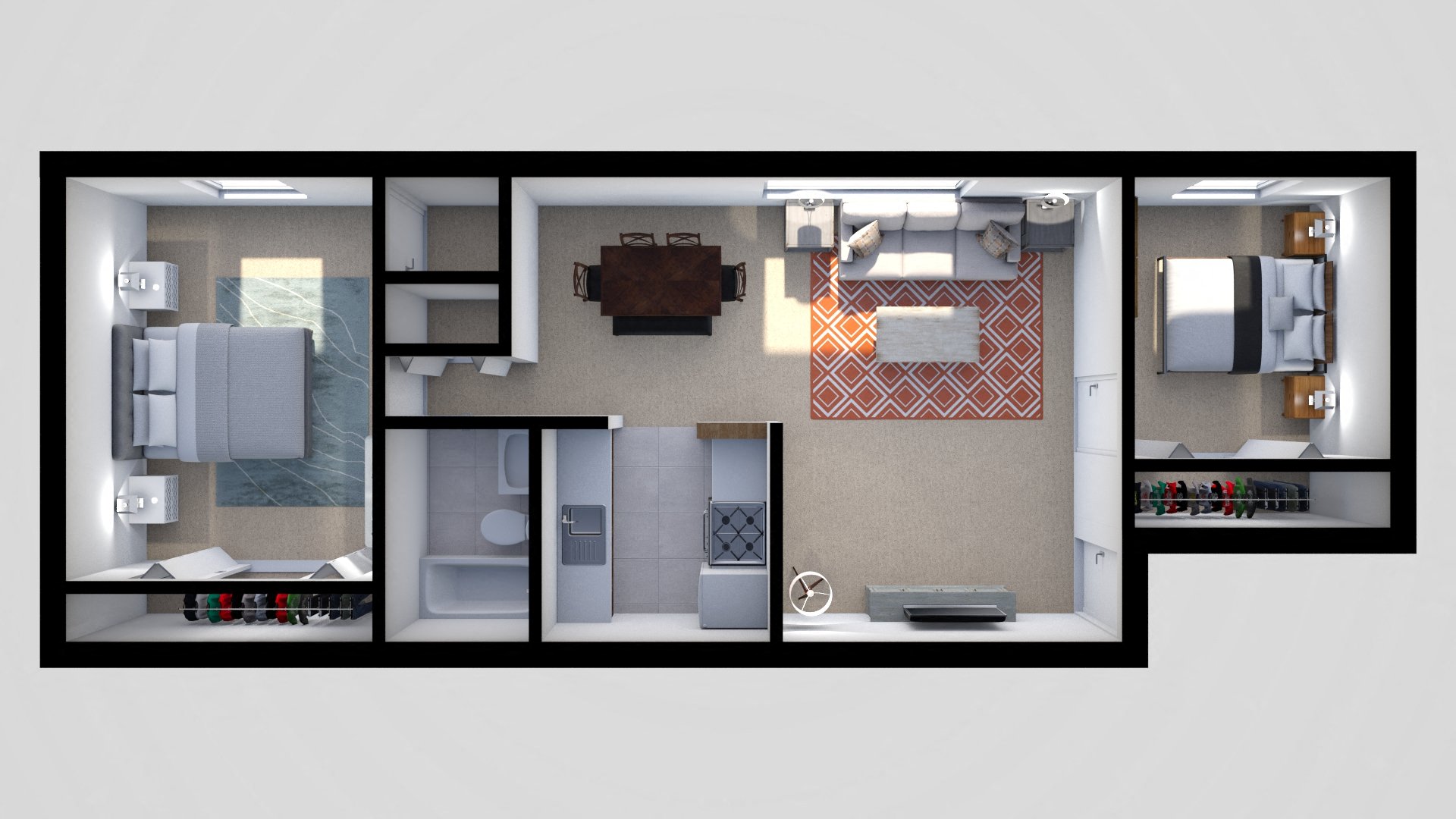 One bedroom with den at Cedar Run Apartments, Catonsville