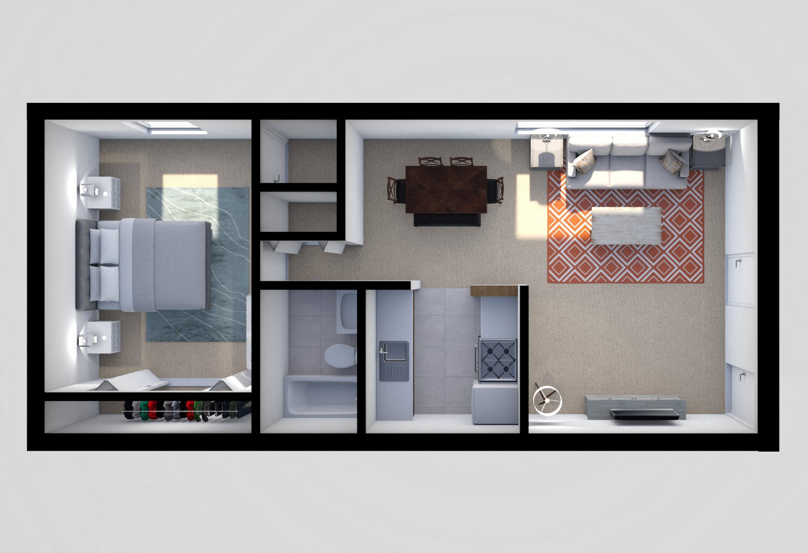 1 Bedroom Floor Plan at Cedar Run Apartments, Catonsville, MD