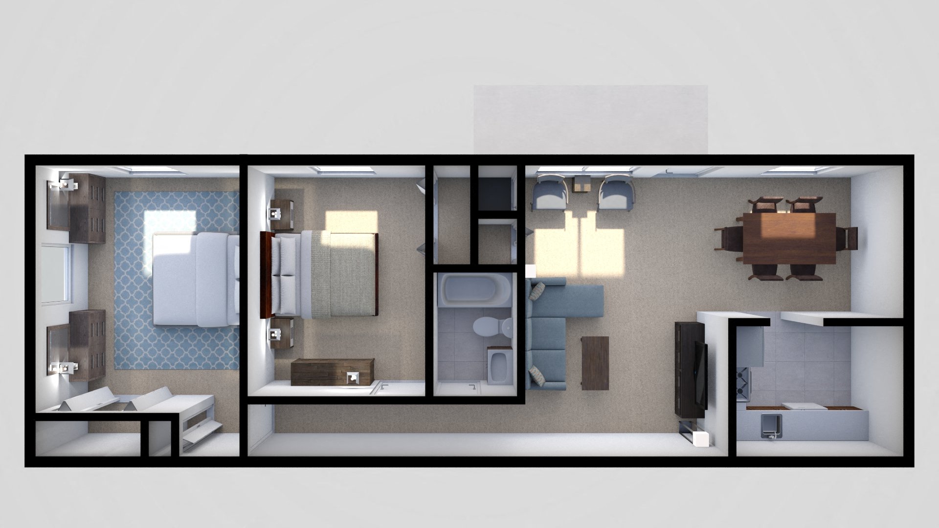 Two bedroom deluxe rancher at Wellington Gate Apartments, Parkville