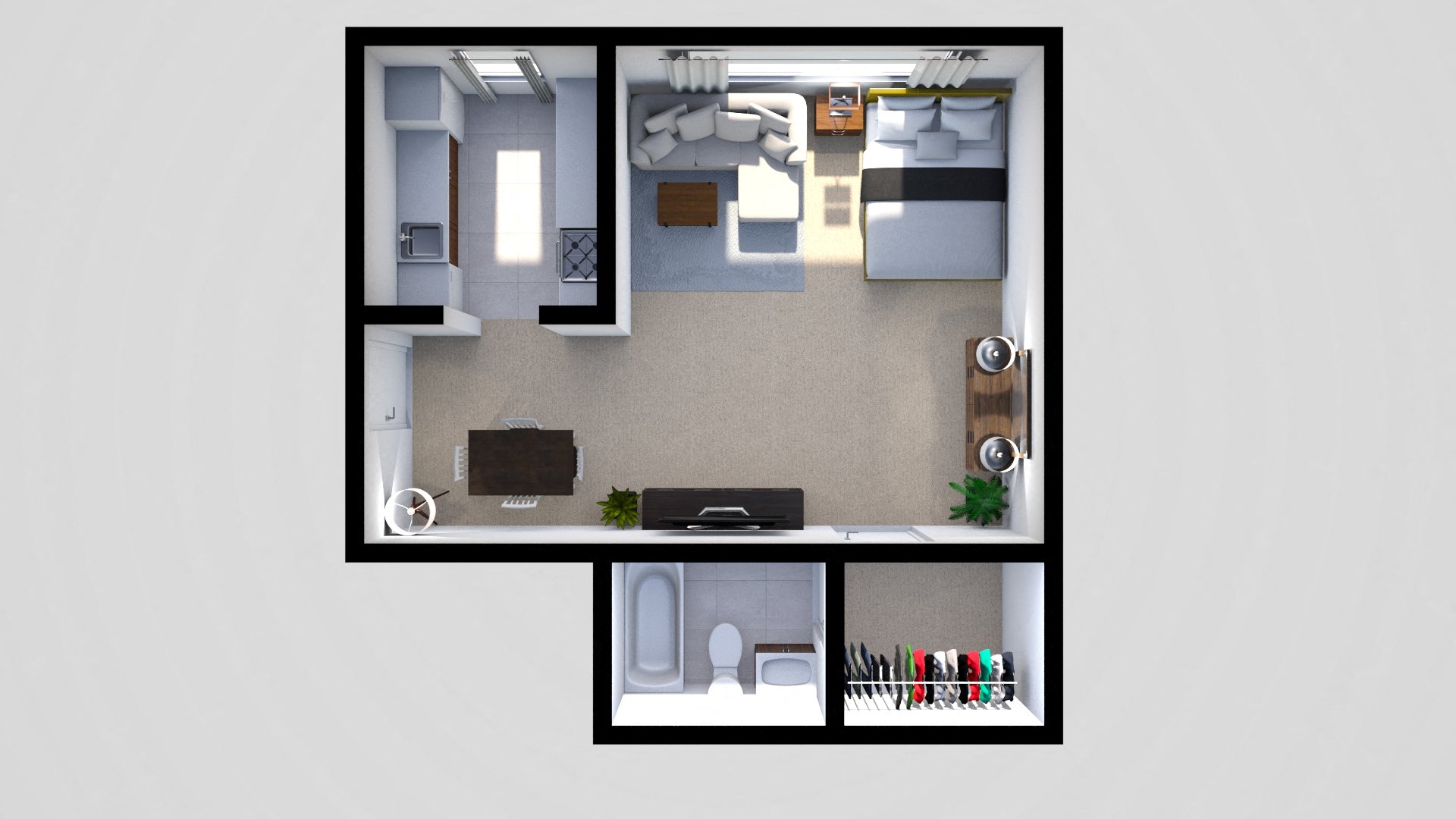 Studio Floor Plan at Kensington Gate Apartments, Parkville