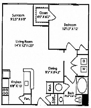 1 Bedroom Floorplan