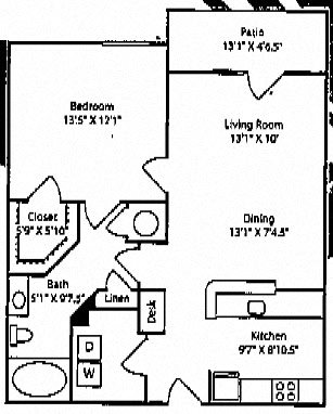 1 Bedroom Floorplan