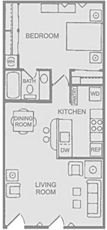 Floorplan D - 1x1