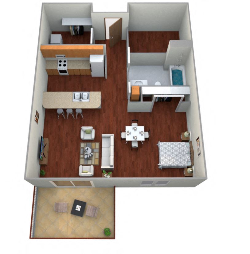 Studio Floor Plan at Shadow Bay Apartments, North Dakota