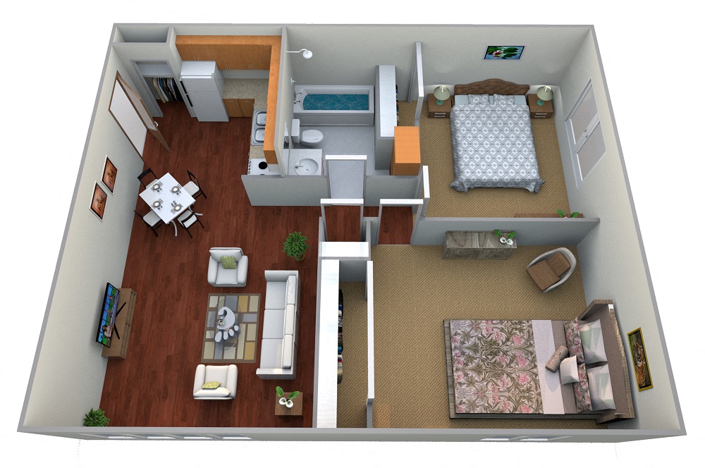 2 Bed  1 Bath Floor Plan at Autumn Hills Apartments, Forest Lake, 55025