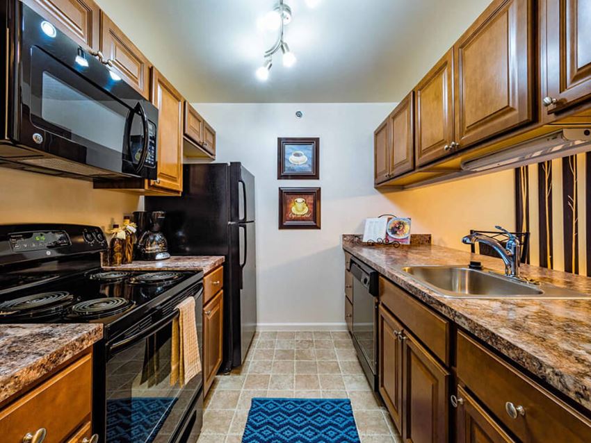 a kitchen with a sink and a stove and a refrigerator