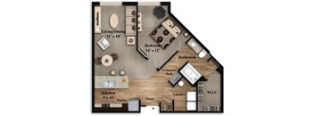 A2 ~ Large 1BR/1BA Floor Plan at The Grandstone, Ohio