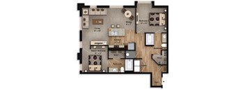 C1 ~ 2BR/2BA Floor Plan at The Grandstone, Ohio, 45040