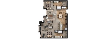 C2 ~ 2BR/2BA/Den Floor Plan at The Grandstone, Mason, 45040