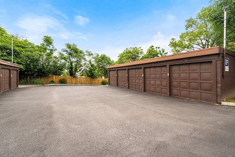 the garage is empty and the garage doors are closed