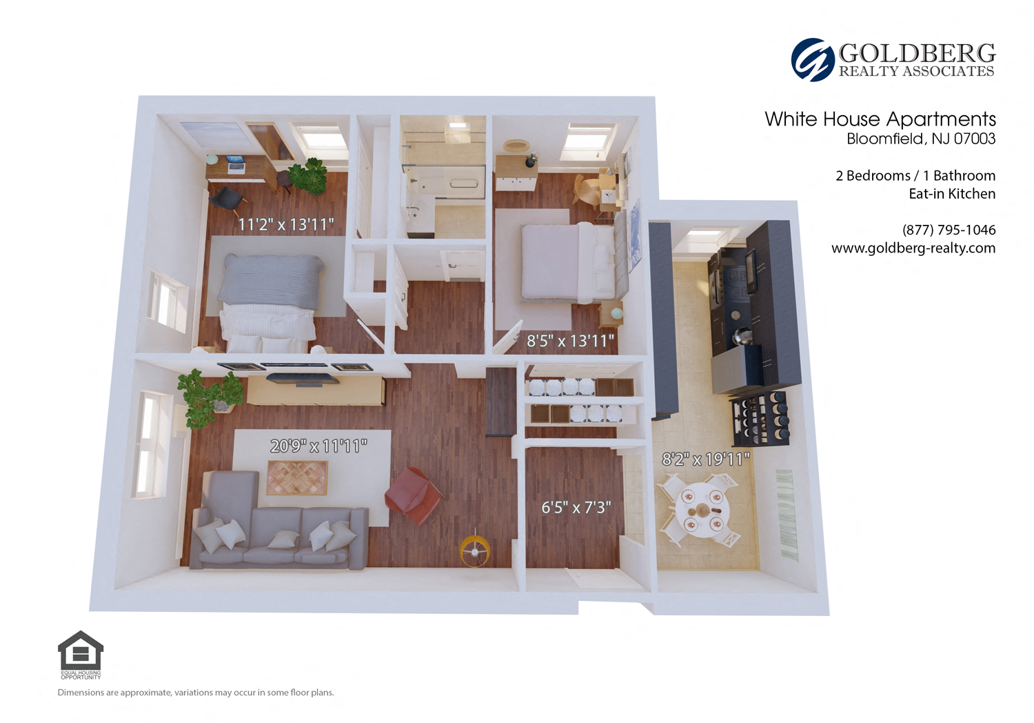 Two Bedroom 1 bath Eat in Kitchen