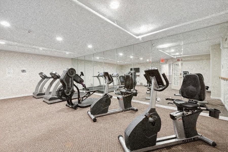 the gym is equipped with state of the art cardio equipment and weights